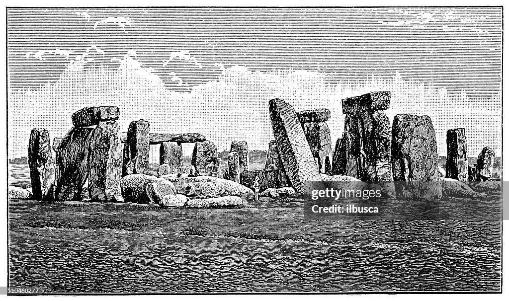 Anticuario ilustración de círculo de piedra, Stonehenge