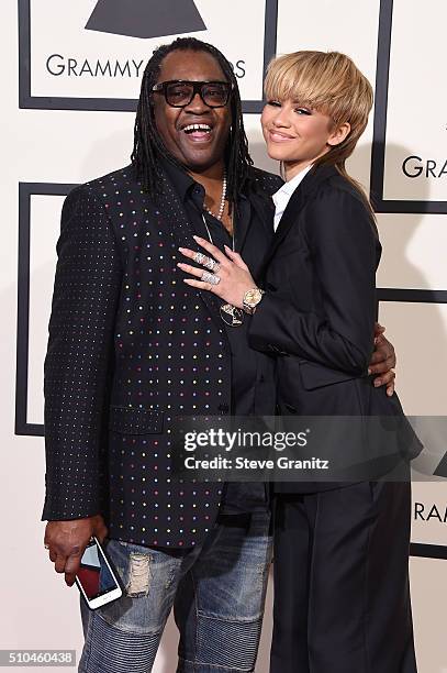 Singer Zendaya and Kazembe Ajamu Coleman attend The 58th GRAMMY Awards at Staples Center on February 15, 2016 in Los Angeles, California.