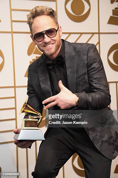 Recording artist tobyMac poses in the press room during The 58th GRAMMY Awards at Staples Center on February 15, 2016 in Los Angeles, California.