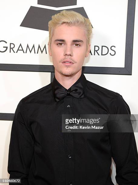 Justin Bieber attends The 58th GRAMMY Awards at Staples Center on February 15, 2016 in Los Angeles, California.