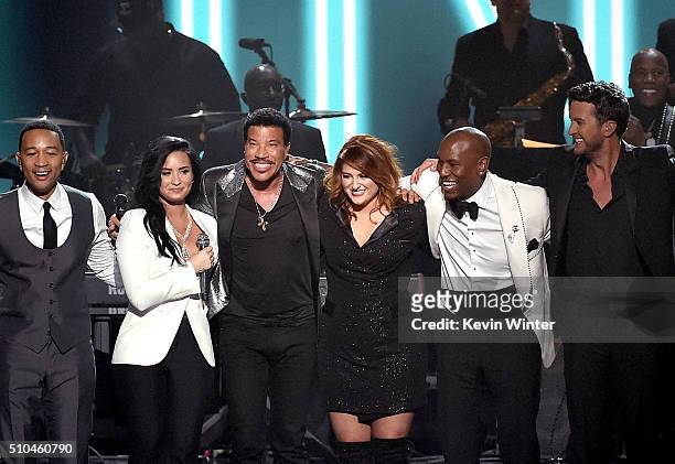 Recording artists John Legend, Demi Lovato, 2016 MusiCares Person of the Year honoree Lionel Richie, recording artists Meghan Trainor, Tyrese Gibson...