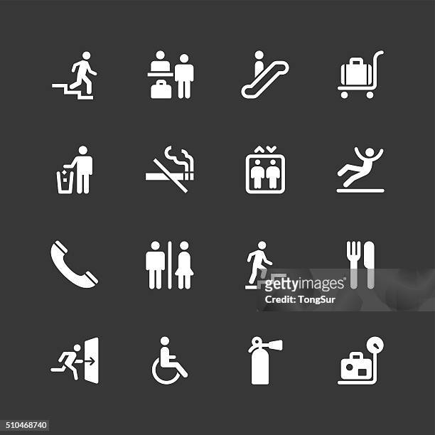 information sign icons - regular - white series - exit sign stock illustrations