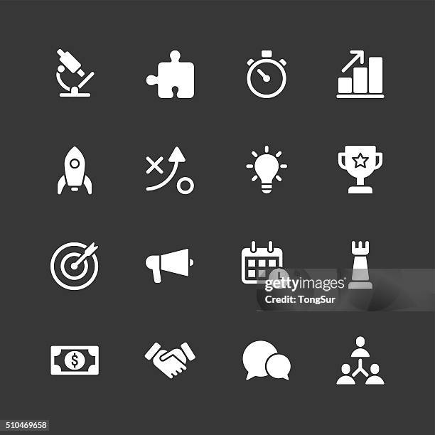 marketing icons - regular - white series - regular stock illustrations