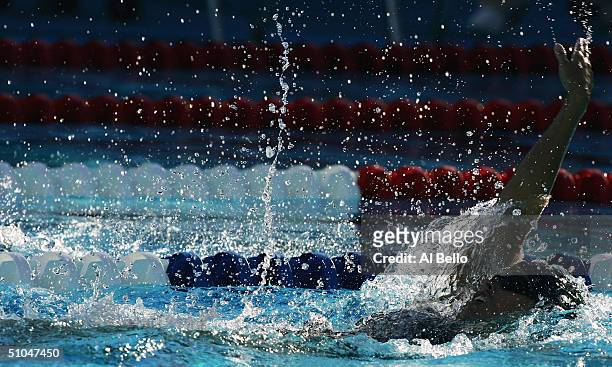 Amanda Beard swims the backstroke leg en route to finishing second in the 200 meter individual medley final during the US Swimming Olympic Team...