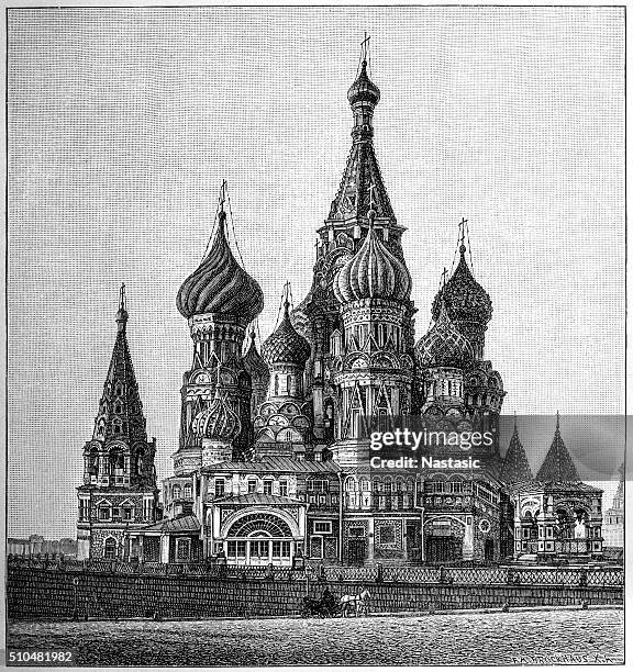 ilustraciones, imágenes clip art, dibujos animados e iconos de stock de saint basil's cathedral, moscow - onion dome