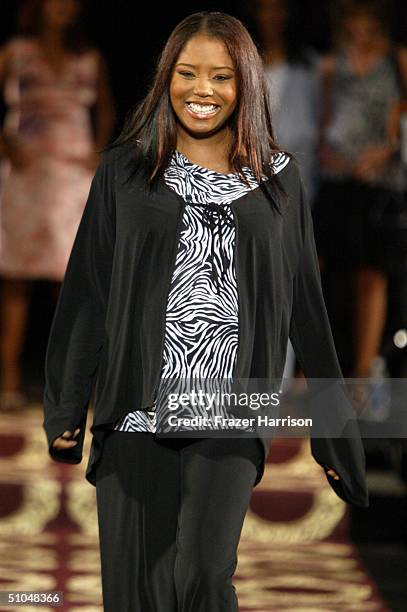 Actress Shar Jackson models on the runway at The 6th annual Mercedes-Benz Designcure fashion show presented by Outback Streak House featuring...