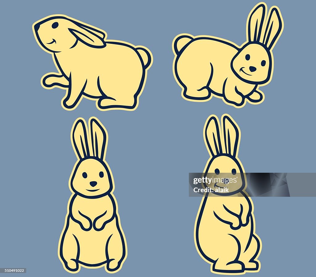 Rabbit Line Art Set