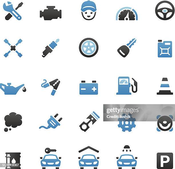 autowerkstatt icons set - starthilfe stock-grafiken, -clipart, -cartoons und -symbole