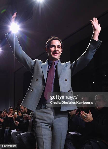 Fashion designer Zac Posen walks the runway at the Zac Posen Fall 2016 fashion show during New York Fashion Week at Spring Studios on February 15,...