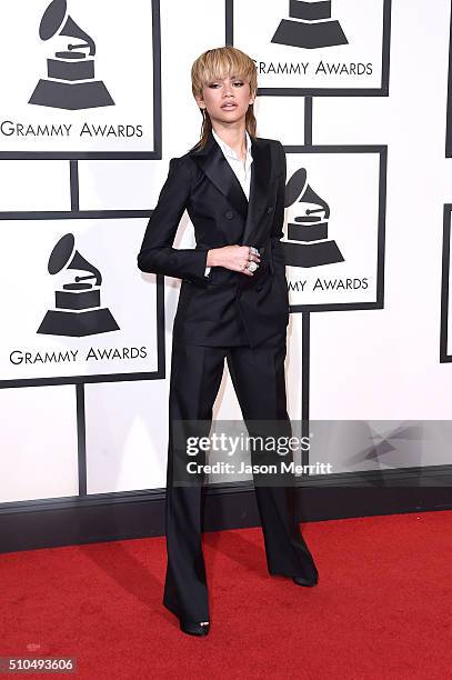 Actress-singer Zendaya attends The 58th GRAMMY Awards at Staples Center on February 15, 2016 in Los Angeles, California.