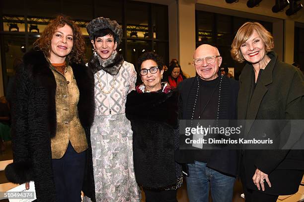 Lola Schnabel, Amy Fine Collins, Susan Posen, Stephen Posen and Susan Davidson attend the Zac Posen Fall 2016 fashion show during New York Fashion...
