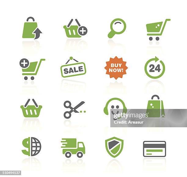 online shopping icons | spring series - buy online pick up in store stock illustrations