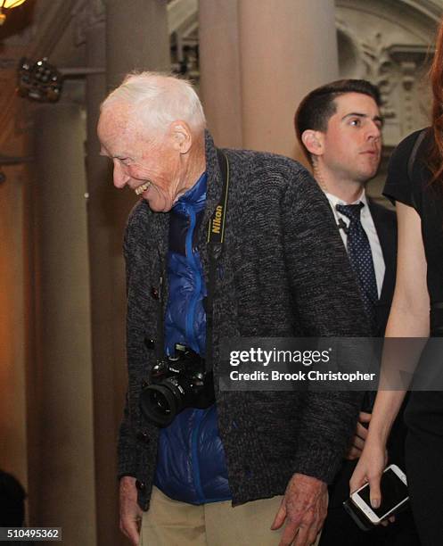 Bill Cunningham attends the Carolina Herrera show during Fall 2016 New York Fashion Week in the Frick Museum on February 15, 2016 in New York City.