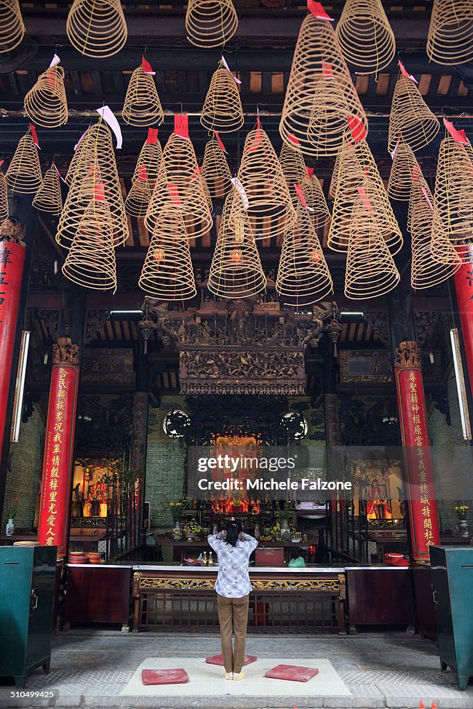 Vietnam, Incense coils inside temple