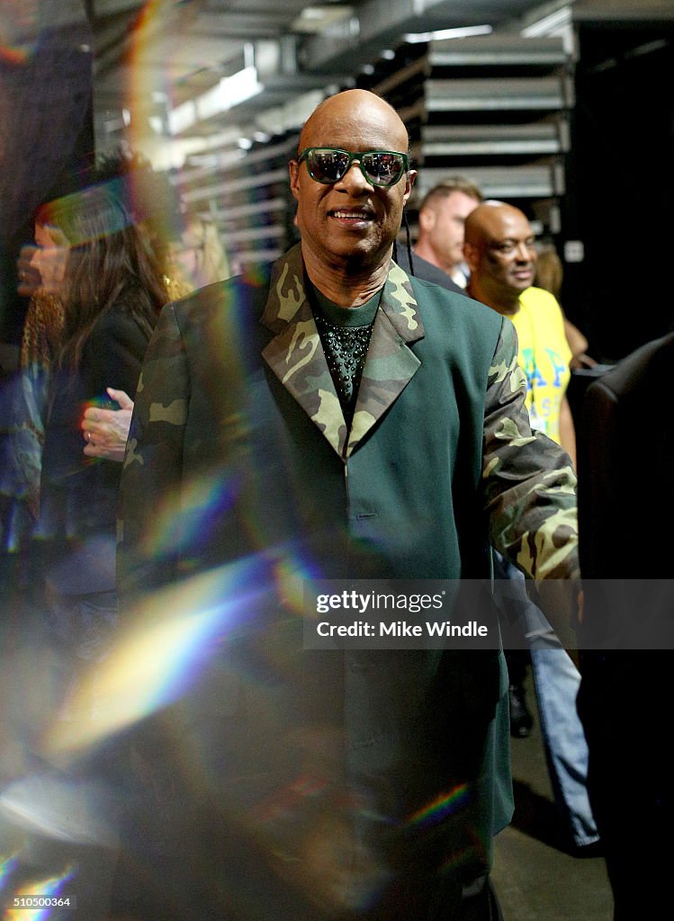 Musician Stevie Wonder attends The 58th GRAMMY Awards at Staples ...