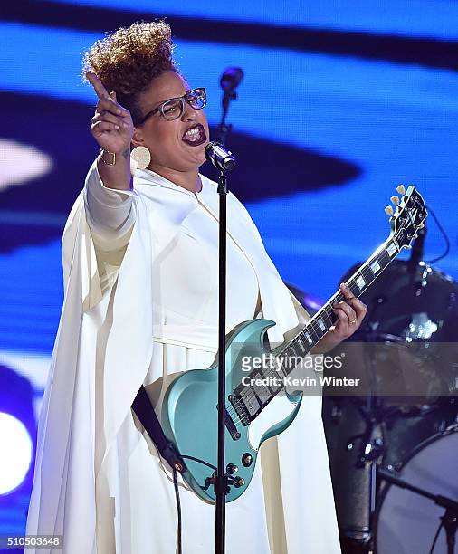 Recording artist Brittany Howard of music group Alabama Shakes performs onstage during The 58th GRAMMY Awards at Staples Center on February 15, 2016...