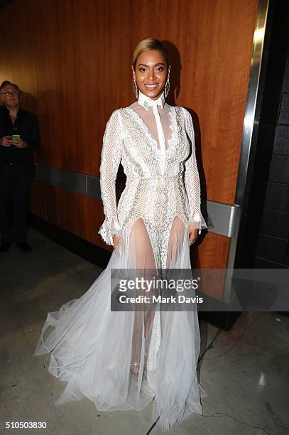 Singer/songwriter Beyoncé attends The 58th GRAMMY Awards at Staples Center on February 15, 2016 in Los Angeles, California.