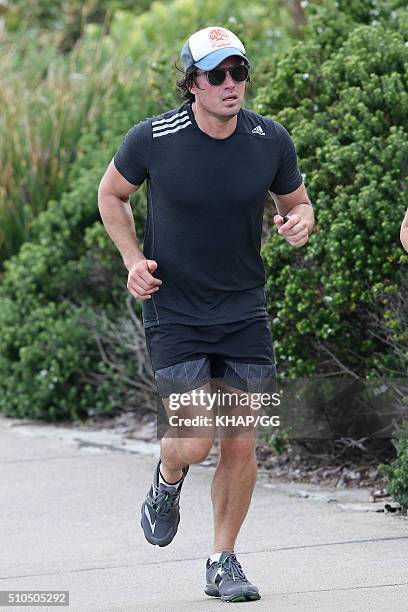 Presenter, James Tobin is seen running on February 15, 2016 in Sydney, Australia.