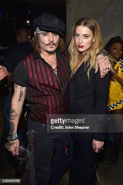 Actor/musician Johnny Depp and actress Amber Heard attend The 58th GRAMMY Awards at Staples Center on February 15, 2016 in Los Angeles, California.