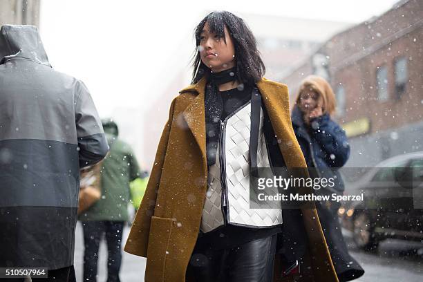 Margaret Zhang is seen at Philip Lim during New York Fashion Week: Women's Fall/Winter 2016 on February 15, 2016 in New York City.