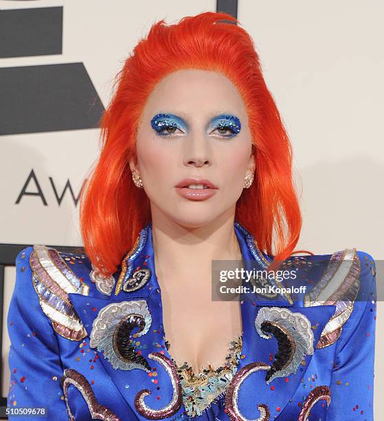 Singer Lady Gaga arrives at The 58th GRAMMY Awards at Staples Center on February 15, 2016 in Los Angeles, California.