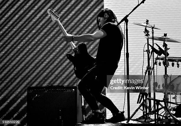 Recording artist Skrillex performs onstage during The 58th GRAMMY Awards at Staples Center on February 15, 2016 in Los Angeles, California.