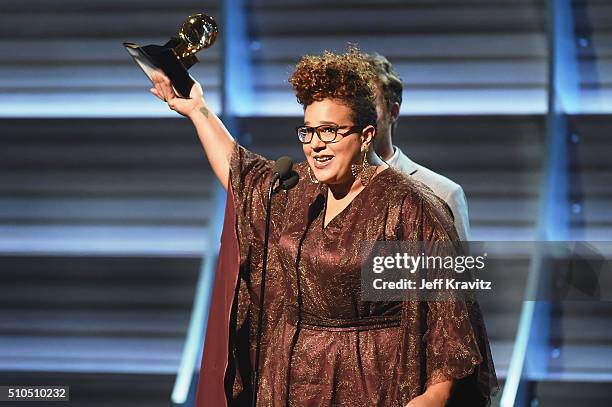 Singer Brittany Howard of Alabama Shakes accepts the award for Best Rock Performance for "Don't Wanna Fight" onstage during The 58th GRAMMY Awards at...