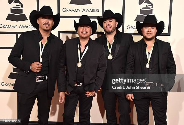 Members of La Maquinaria Nortena attends The 58th GRAMMY Awards at Staples Center on February 15, 2016 in Los Angeles, California.