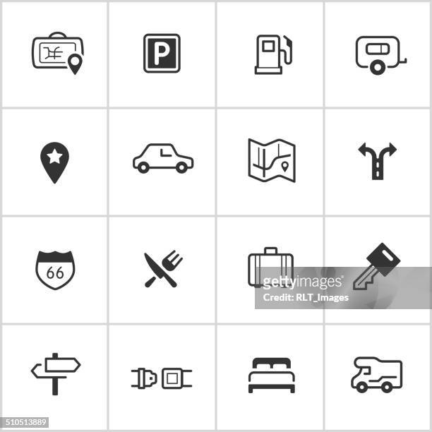 road trip icons — inky series - refueling stock illustrations