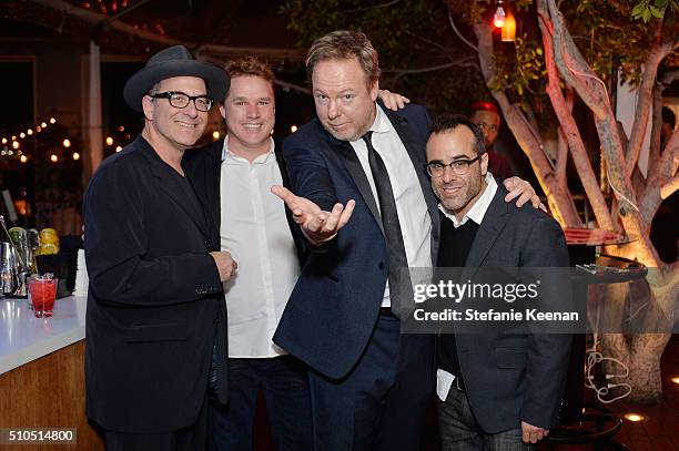 Ron Fair, David Guillod, Bruce Flohr and Steve Greener attends Red Light Management 2016 Grammy After Party presented by Citi at Mondrian Hotel on...