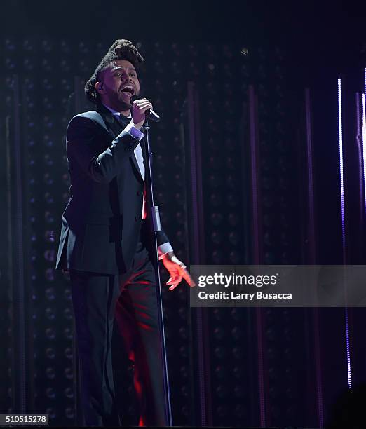 Musician The Weeknd onstage during The 58th GRAMMY Awards at Staples Center on February 15, 2016 in Los Angeles, California.