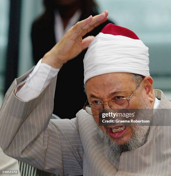 Controversial Muslim cleric Sheikh Yusuf Al-Qaradawi attends the "A woman's right to choose" conference on July 12, 2004 in London. The conference,...