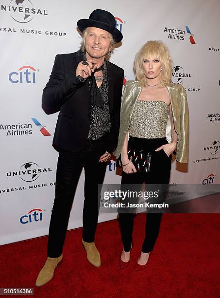 Drummer Matt Sorum and Adriane Harper attend Universal Music Group 2016 Grammy After Party presented by American Airlines and Citi at The Theatre at...