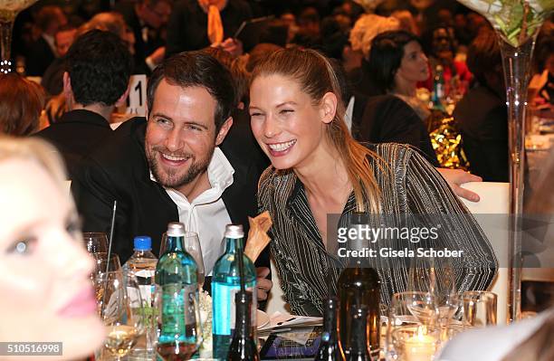 Michi Beier and his girlfriend Sarah Brandner during the Cinema For Peace Gala 2016 during the 66th Berlinale International Film Festival on February...