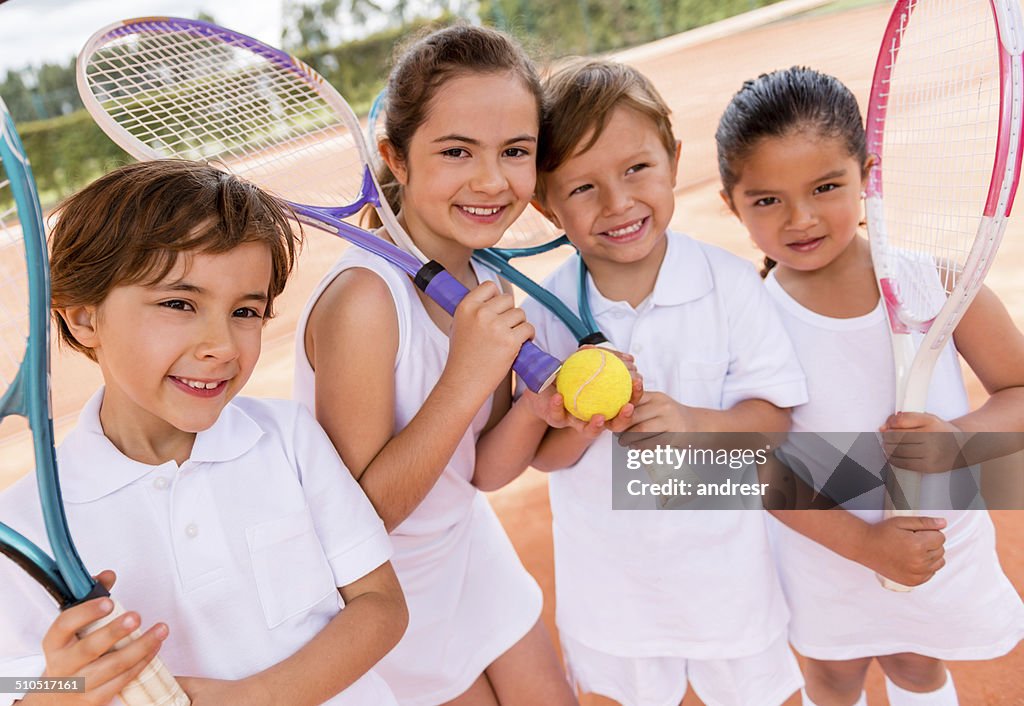 Kids playing tennis