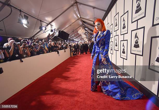 Singer Lady Gaga attends The 58th GRAMMY Awards at Staples Center on February 15, 2016 in Los Angeles, California.