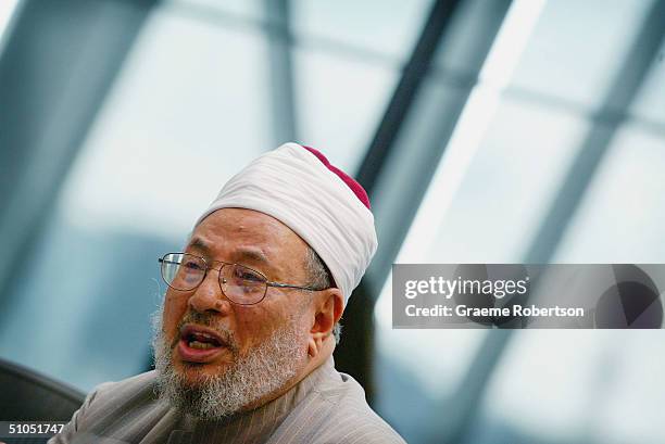 Controversial Muslim cleric Sheikh Yusuf Al-Qaradawi attends the "A woman's right to choose" conference on July 12, 2004 in London. The conference,...