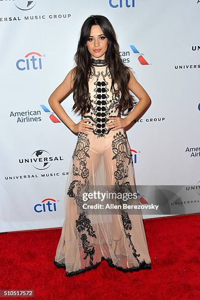 Singer Camila Cabello of 5th Harmony attends Universal Music Group's 2016 GRAMMY after party at The Theatre At The Ace Hotel on February 15, 2016 in...