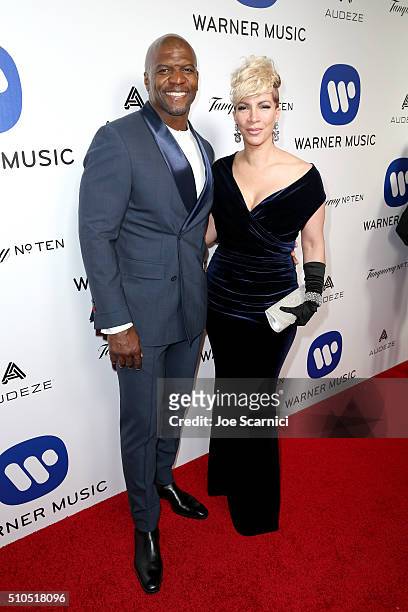 Actor Terry Crews and Rebecca King-Crews attend Warner Music Group's annual Grammy celebration at Milk Studios Los Angeles on February 15, 2016 in...