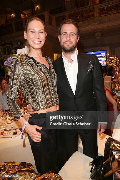 Michi Beier and his girlfriend Sarah Brandner during the Cinema For Peace Gala 2016 during the 66th Berlinale International Film Festival on February...