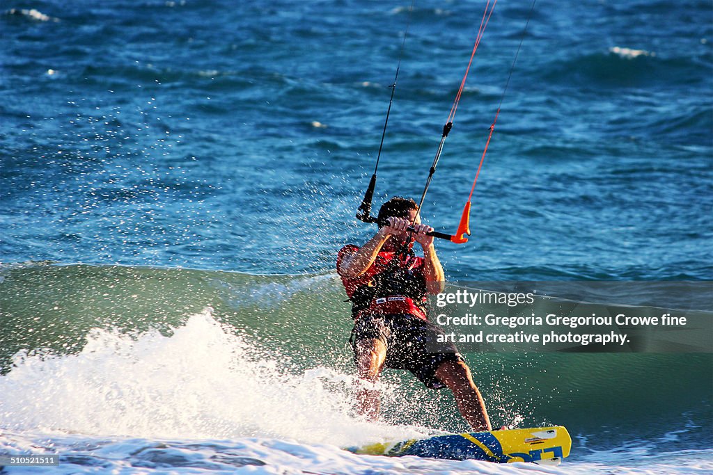 Kiteboarding at Curium beach, Cyprus