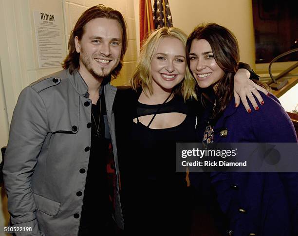 Jonathan Jackson and Hayden Panettiere and Actress Lisa Vultaggio backstage during "Nashville for Africa" to benefit the African Chidlren's Choir at...
