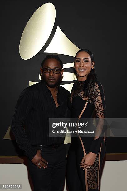 Rapper Kendrick Lamar and Whitney Alford attend The 58th GRAMMY Awards at Staples Center on February 15, 2016 in Los Angeles, California.