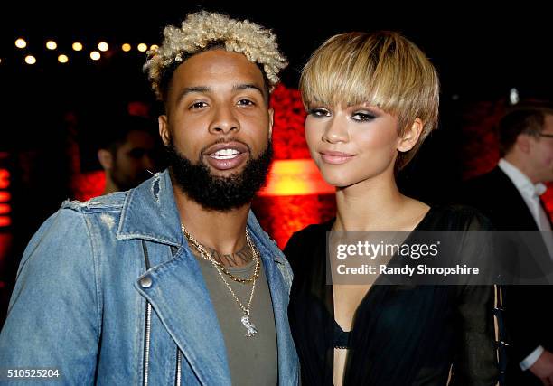 Player Odell Beckham, Jr. And singer Zendaya attends the Republic Records Grammy Celebration presented by Chromecast Audio at Hyde Sunset Kitchen &...