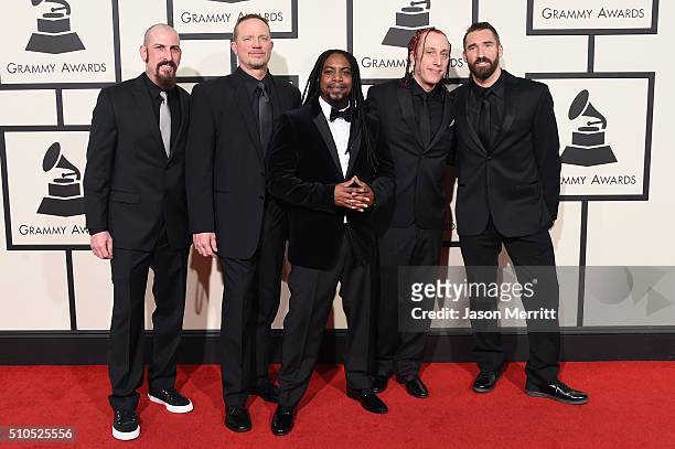 Sevendust attends The 58th GRAMMY Awards at Staples Center on February 15, 2016 in Los Angeles, California.
