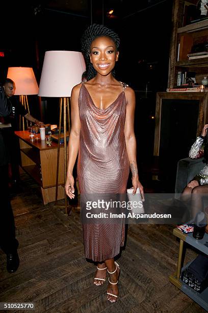 Recording artist Brandy attends the Republic Records Grammy Celebration presented by Chromecast Audio at Hyde Sunset Kitchen & Cocktail on February...