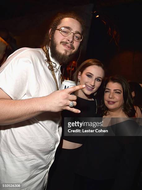 Record producer Post Malone and guests attend Universal Music Group 2016 Grammy After Party presented by American Airlines and Citi at The Theatre at...