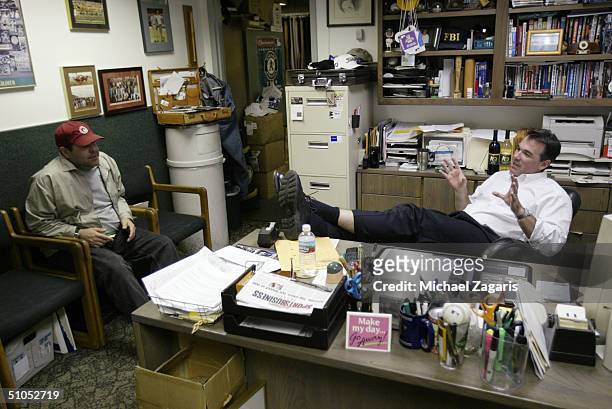 Billy Beane of the Oakland Athletics after the MLB game against the Cincinnati Reds at Network Associates Coliseum on June 7, 2004 in Oakland,...