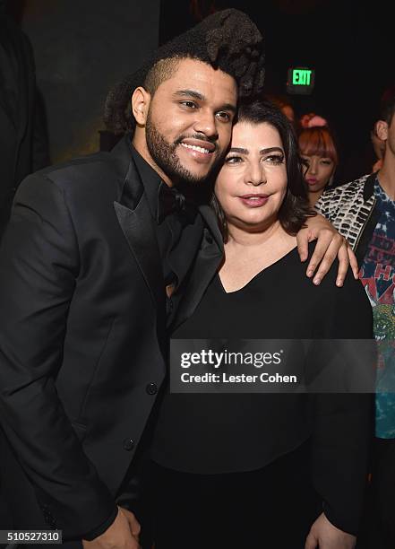 Singer The Weeknd and EVP of US Recorded Music Michele Anthony attend Universal Music Group 2016 Grammy After Party presented by American Airlines...