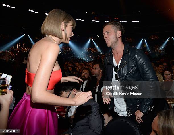Recording artists Taylor Swift and Ryan Tedder attend The 58th GRAMMY Awards at Staples Center on February 15, 2016 in Los Angeles, California.
